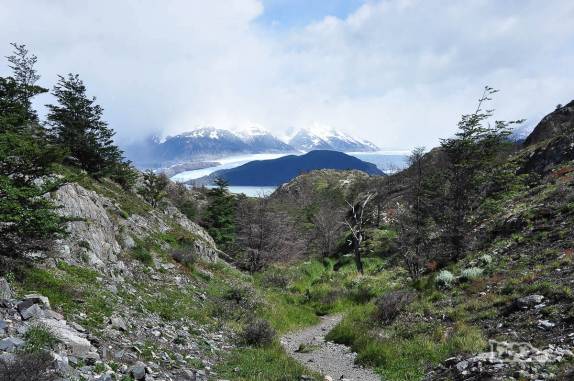 A primeira visão da geleira Grey, no parque nacional Torres del Paine, no sul do Chile